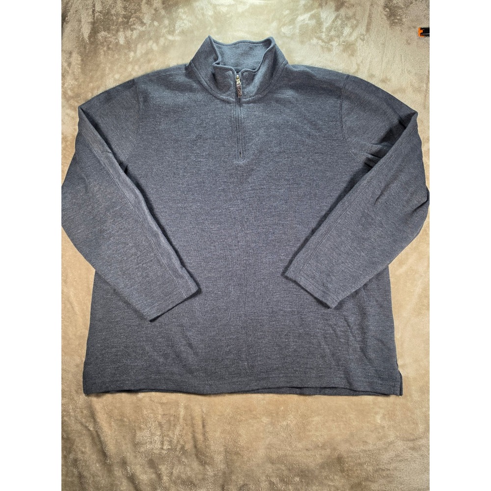 Eddie Bauer Mens 2XL Charcoal Gray Heather Quarter Zip Pullover Sweater D3266217